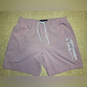 Abercrombie & Fitch Mens Pink Salmon Swim Shorts‎ Trunks Drawstring Stretch Sz L